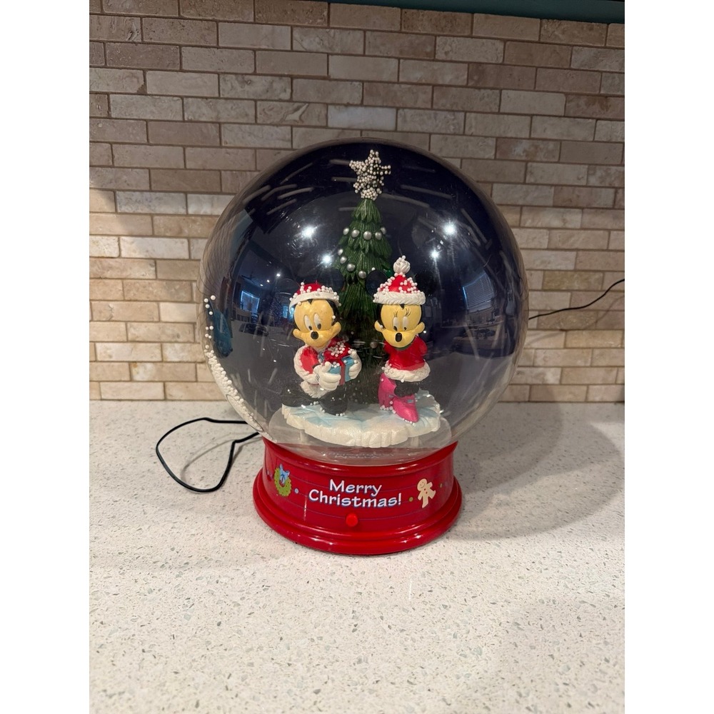 Gemmy Mickey Minnie Merry Christmas Musical Snow Globe